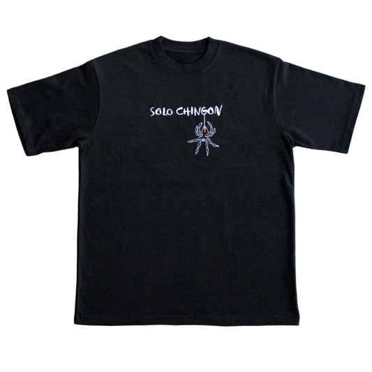 Black t-shirt with 'Solo Chingon' Embroidery design 
